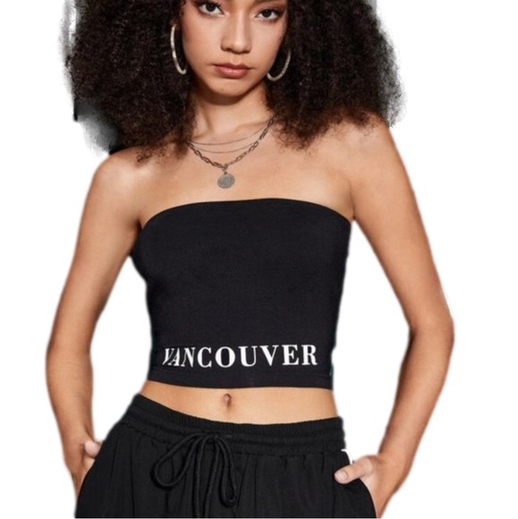 Tops - NEW EZwear Letter Graphic Tube Top Vancouver